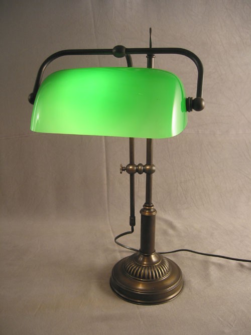 Bankerlamp Messing opal-grün
