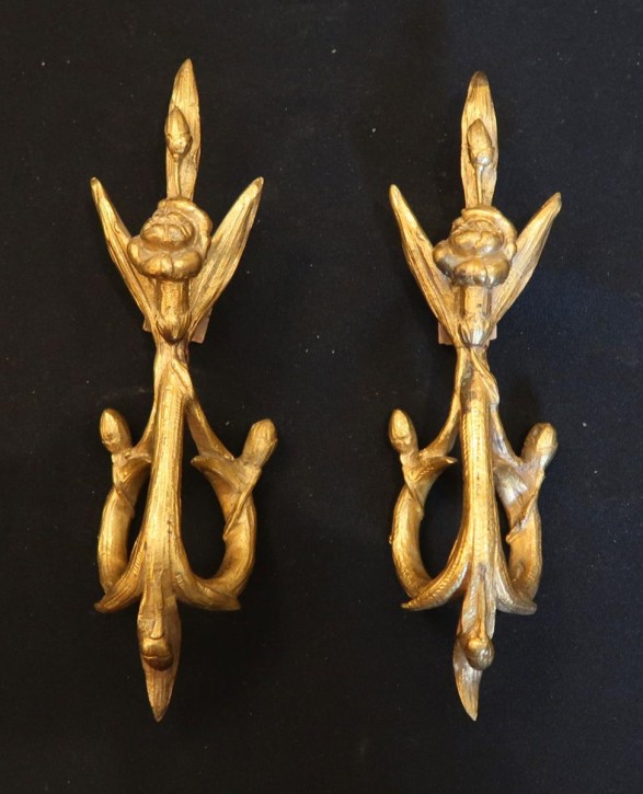 Paar Bronze Griff Applikationen