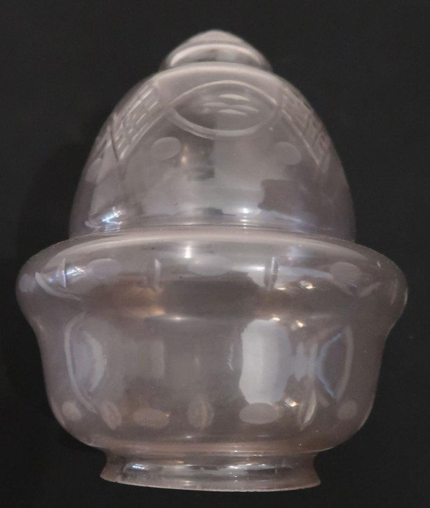 Lampenglas bauchig mit Schliff