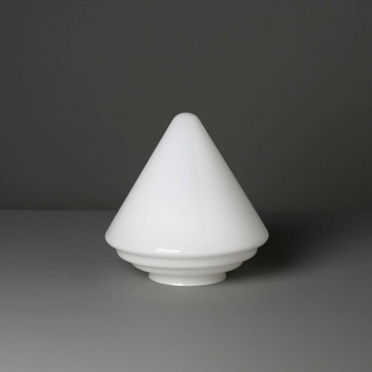 Lampenglas Trichter mit Stufen opal-weiß (20 cm)