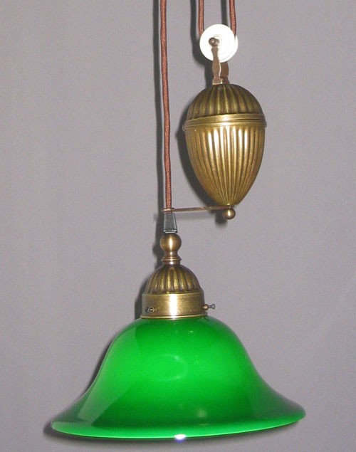 Zuglampe Messing 1flammig mit Opalglas matt