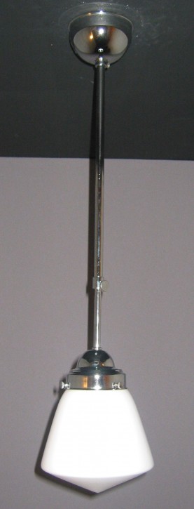 Deckenpendel Bauhaus verchromt mit Tropfenglas Ø 16 cm