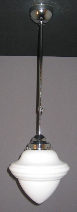 Deckenlampe Bauhaus verchromt Stange Saturnglas (20 cm)