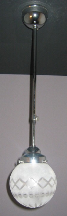 Deckenpendel Bauhaus verchromt Sternschliffkugel Ø 15 cm