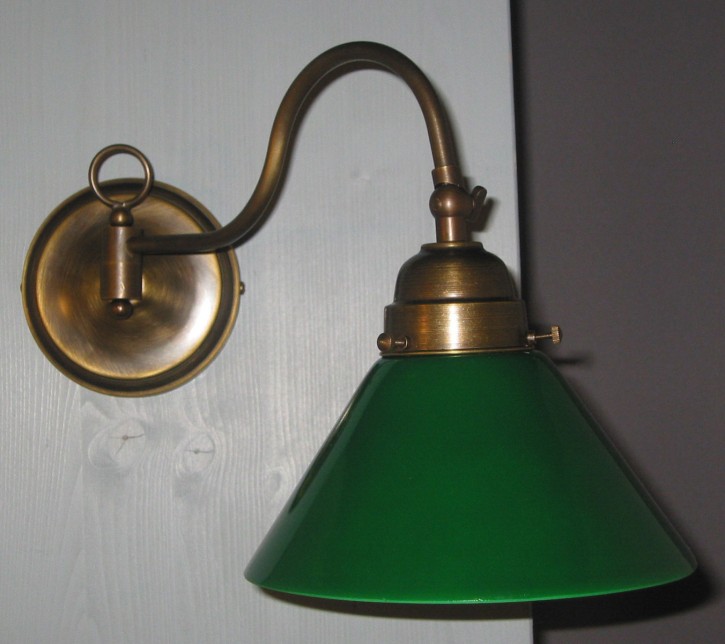 Wandlampe mit Gelenk 1flammig grüner Glasschirm