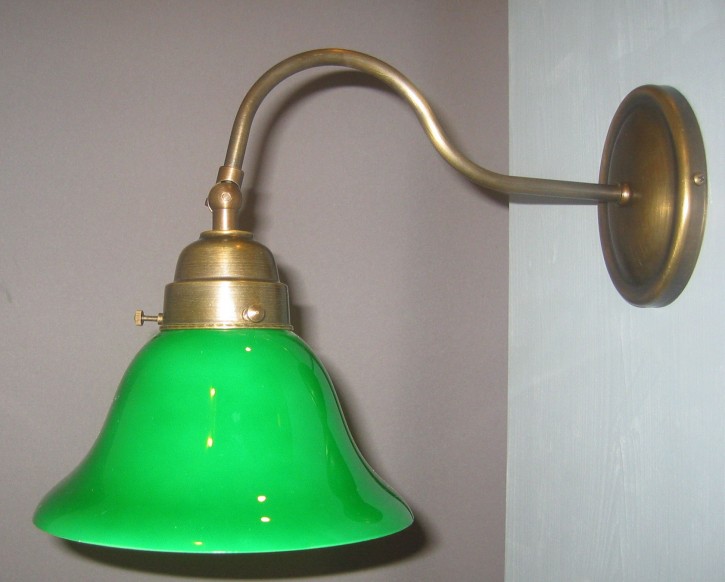 Wandlampe 1flammig brüniert Glas grünfarben