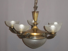 Gründerzeit Schliffglas Deckenlampe