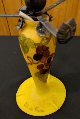 Glaspilzlampe mit Traubenmotiv Pate de Verre