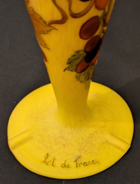 Glaspilzlampe mit Traubenmotiv Pate de Verre